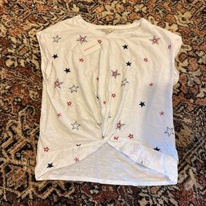 Lucky Brand White Tank Top with Red & Navy Star Print